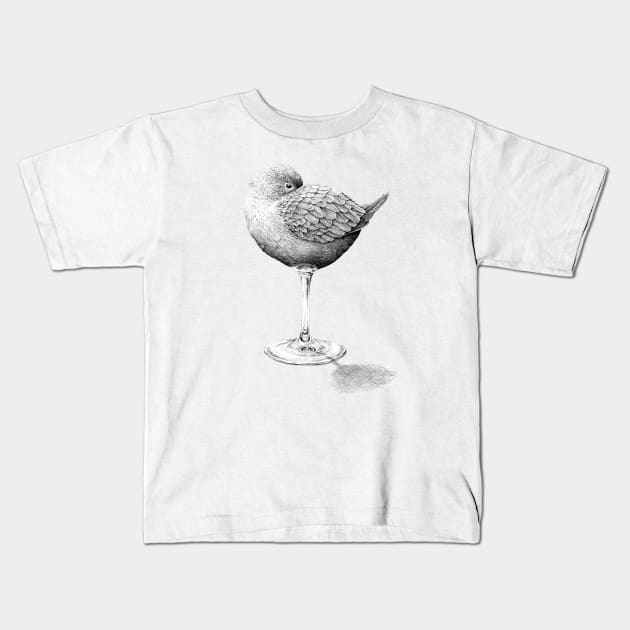 vogel met glazen poot Kids T-Shirt by RedmerHoekstra